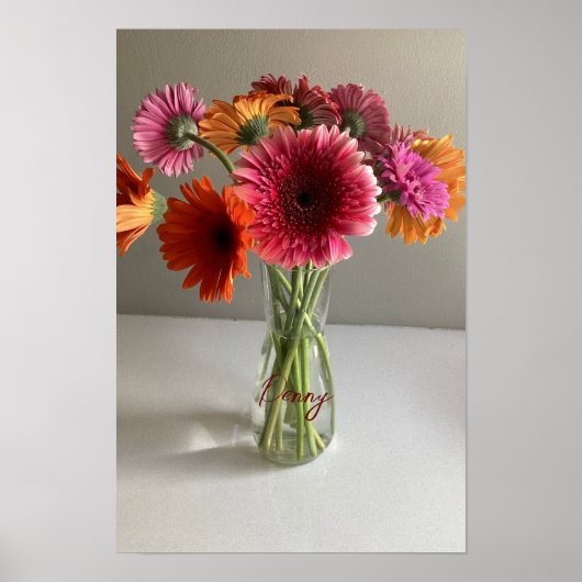 Die fröhliche Gerbera Blume + Individuelle Name Poster (Vorne)