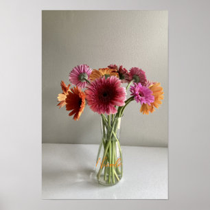 Die fröhliche Gerbera Blume + Individuelle Name Poster