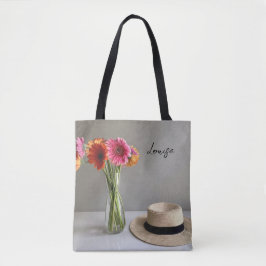 Die fröhliche Gerbera Blume + Individuelle Name Tasche