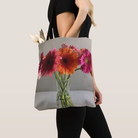 Die fröhliche Gerbera Blume + Individuelle Name Tasche (Von Nahem)