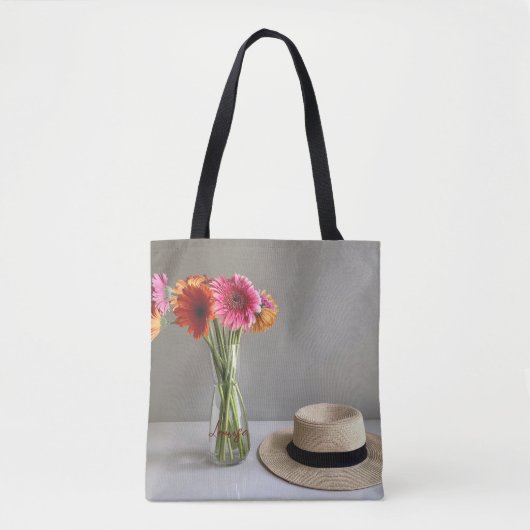 Die fröhliche Gerbera Blume + Individuelle Name Tasche (Vorderseite)