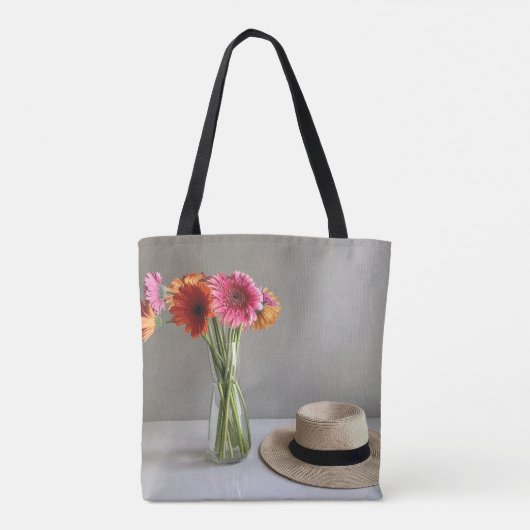 Die fröhliche Gerbera Blume + Individuelle Name Tasche (Rückseite)