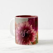 Die fröhliche Gerbera Blume + Individuelle Name Zweifarbige Tasse (Vorderseite Links)