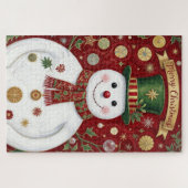 Die fröhliche Schneemann-Rot-Weihnachtsfeier Puzzle (Horizontal)