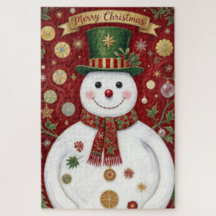 Die fröhliche Schneemann-Rot-Weihnachtsfeier Puzzle