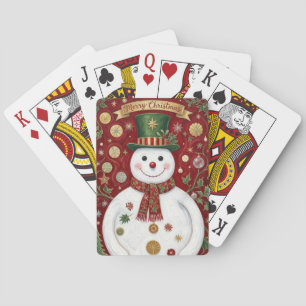 Die fröhliche Schneemann-Rot-Weihnachtsfeier Spielkarten