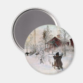 Die Front und das Wasch House im Schnee Magnet (Vorderseite/Rückseite)