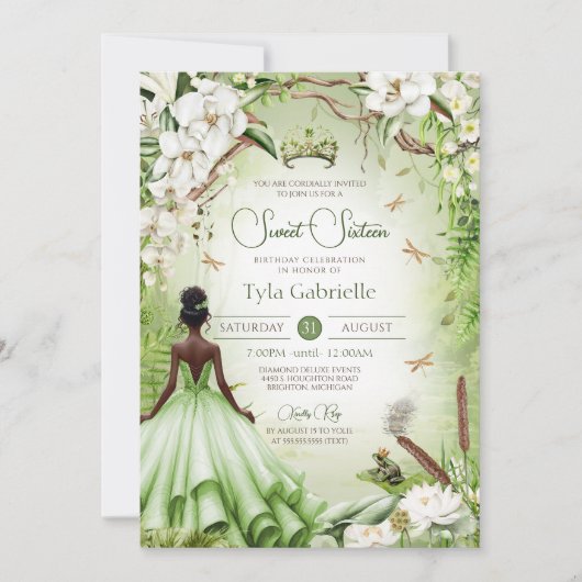 Die Froschprinz-Märchenprinzessin Sweet 16 Einladung (Vorderseite)