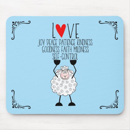 „Die Früchte des Geistes“ Schaf Mousepad (Vorne)