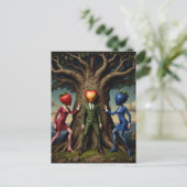 Die Fruchtmenschen Surrealistische Kunst Postkarte (Stehend Vorderseite)