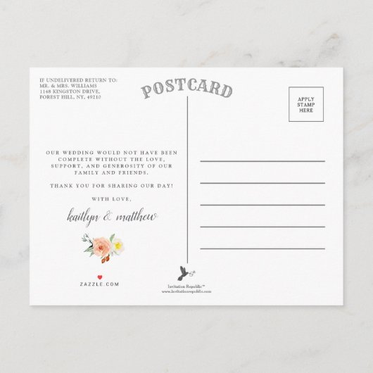 Die Frühlingsblüten Hochzeitskollektion Vielen Dan Ankündigungspostkarte (Rückseite)