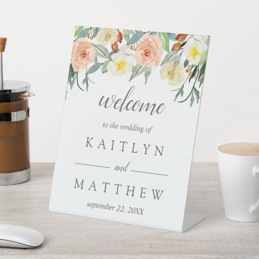 Die Frühlingsblüten Hochzeitskollektion Willkommen Sockelschild (In SItu)