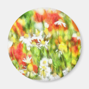 Die Frühlingsfarben auf sonniger Wasserfarbe Magnet