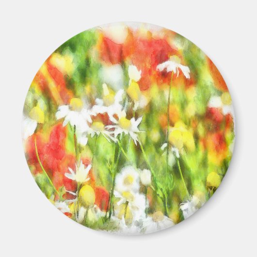 Die Frühlingsfarben auf sonniger Wasserfarbe Magnet (Vorne)