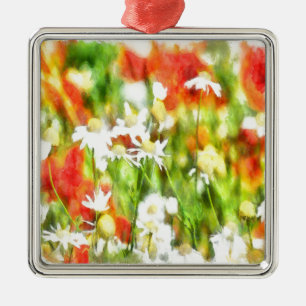 Die Frühlingsfarben auf sonniger Wasserfarbe Ornament Aus Metall