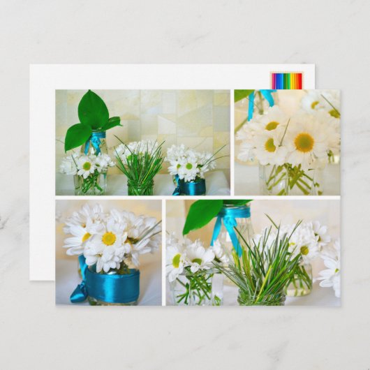 Die Frühlingsfarben, weiße Blume auf der Postkarte (Vorne/Hinten)