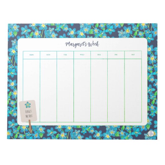 Die Frühlingswoche vergesse ich nicht auf einen Bl Notizblock (Vorderseite)