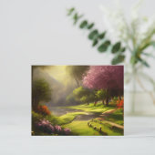 Die Frühlingszeit im Dorf Postkarte (Stehend Vorderseite)