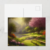 Die Frühlingszeit im Dorf Postkarte (Vorne/Hinten)