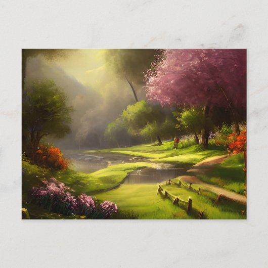 Die Frühlingszeit im Dorf Postkarte (Vorderseite)