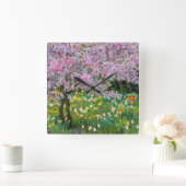 Die Frühlingszeit im Garten von Claude Monet Quadratische Wanduhr (Zuhause)