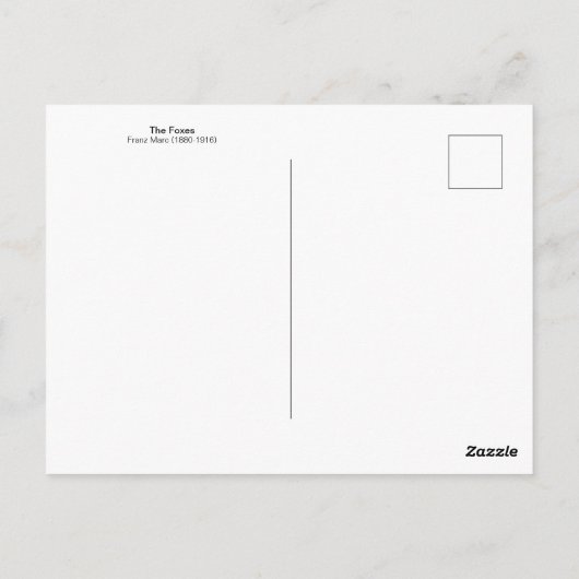 Die Füchse Franz Marc Postcard Postkarte (Rückseite)