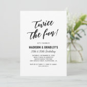 Die Fun Joint Birthday Party - die moderne zweifac Einladung (Stehend Vorderseite)