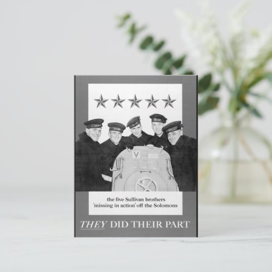 Die fünf Brüder von Sullivan "vermisst_War" Postkarte (Stehend Vorderseite)