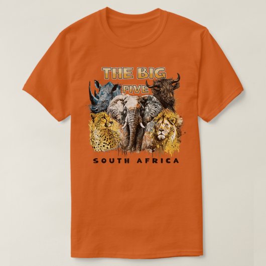 Die fünf großen südafrikanischen Tiere pro T-Shirt (Design vorne)