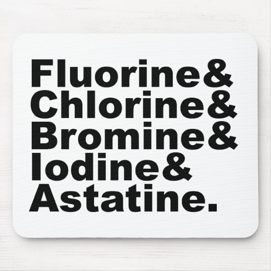 Die fünf Halogene der Chemie | Chlorbromin Mousepad (Vorne)