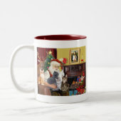 Die fünf Katzen des Weihnachtsmanns Zweifarbige Tasse (Links)
