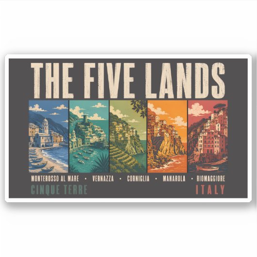 Die Fünf Länder Cinque Terre Italien Illustration Aufkleber (Vorderseite)