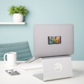 Die Fünf Länder Cinque Terre Italien Illustration Aufkleber (Laptop auf Schreibtisch)