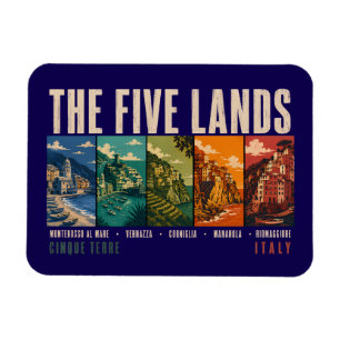 Die Fünf Länder Cinque Terre Italien Illustration Magnet