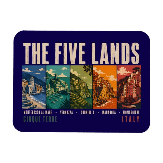 Die Fünf Länder Cinque Terre Italien Illustration Magnet (Horizontal)