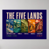 Die Fünf Länder Cinque Terre Italien Illustration Poster (Vorne)