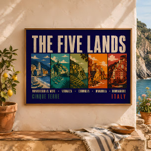 Die Fünf Länder Cinque Terre Italien Illustration Poster
