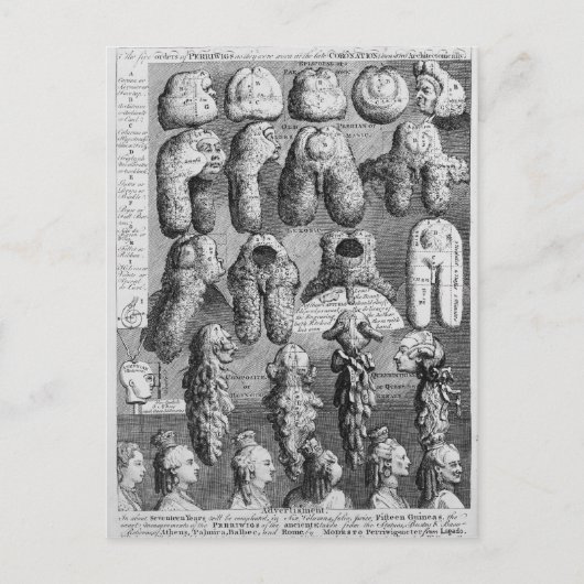 Die fünf Orden Perriwigs, 1761 Postkarte (Vorderseite)