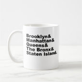 Die fünf Stadtbezirke New Yorks Kaffeetasse (Links)