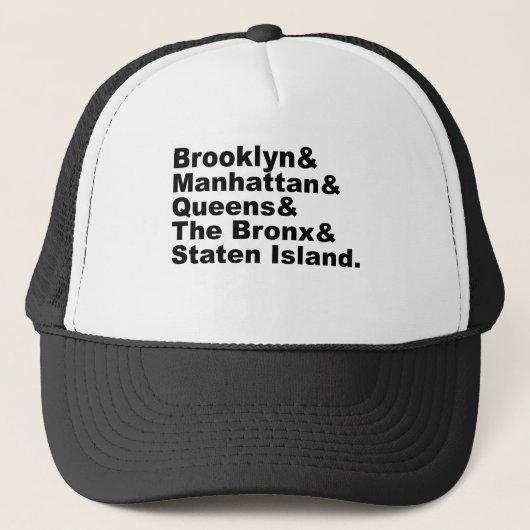 Die fünf Stadtbezirke New Yorks Truckerkappe (Vorderseite)