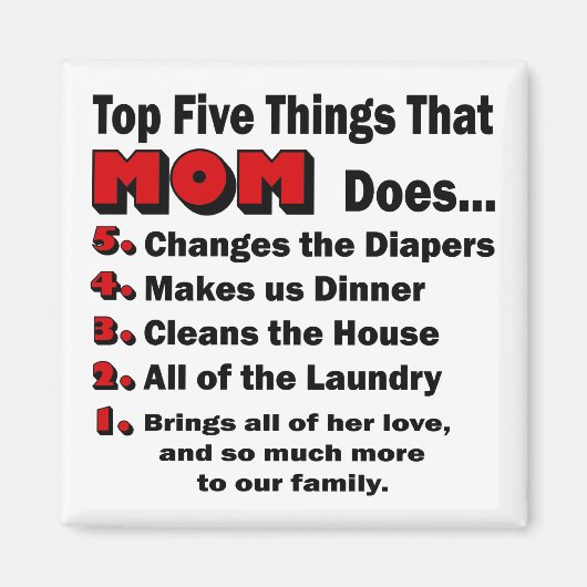 Die fünf wichtigsten Dinge, die die Mama macht, Magnet (Vorne)