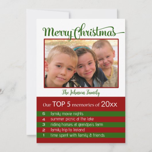 Die fünf wichtigsten Erinnerungen des Jahres Weihn Einladung (Vorderseite)
