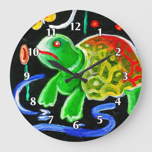 Die funky Schildkröte Große Wanduhr (Vorderseite)