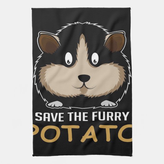Die Furry Potato gerettet | Geschenke für Guinea Geschirrtuch (Vertikal)