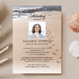 Die Fußabdrücke von Ocean Beach Sandy, Feier des L Einladung