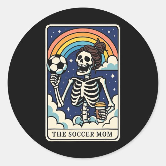 Die Fußballmutter-Tarotkarte _1 Runder Aufkleber (Vorderseite)