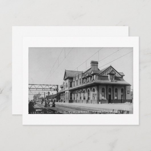 Die G.T.R. Eisenbahndepot - Louis Pesha Postkarte (Vorne/Hinten)