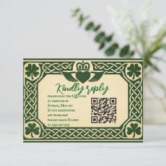 Die gälische QR-Siegel-Hochzeitkarte für RSVP Karte