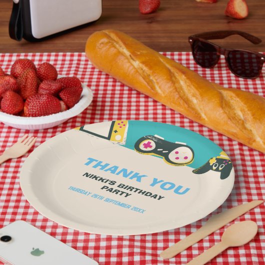 Die Game Time kids Personalisiert Gaming Geburtsta Pappteller (Picknick)