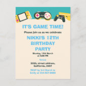 Die Game Time kids Personalisiert Gaming Geburtsta Postkarte (Vorderseite)